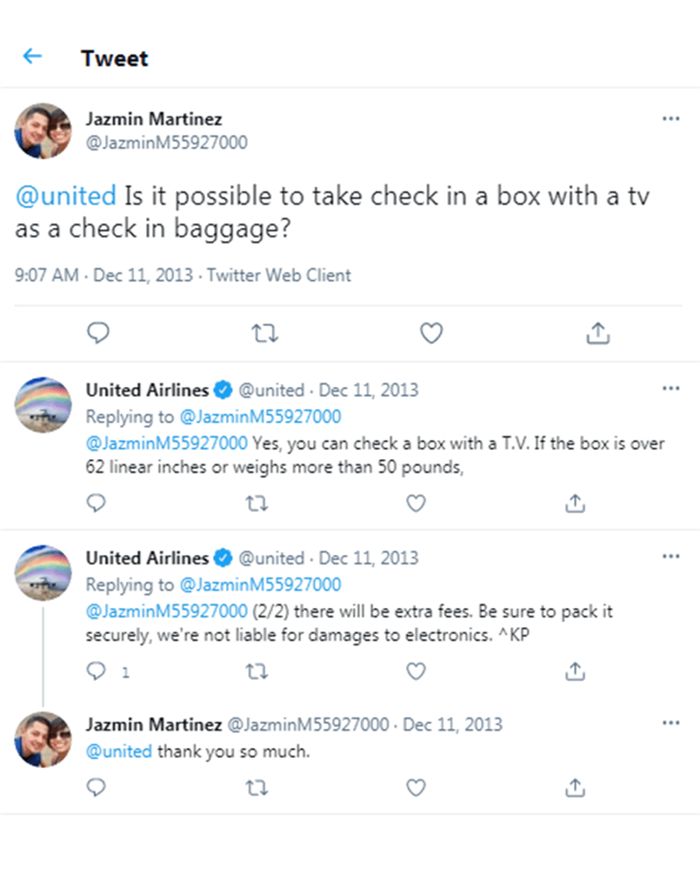 Могу ли я провозить телевизор в качестве регистрируемого багажа? Твиттер UNITED AIRLINES